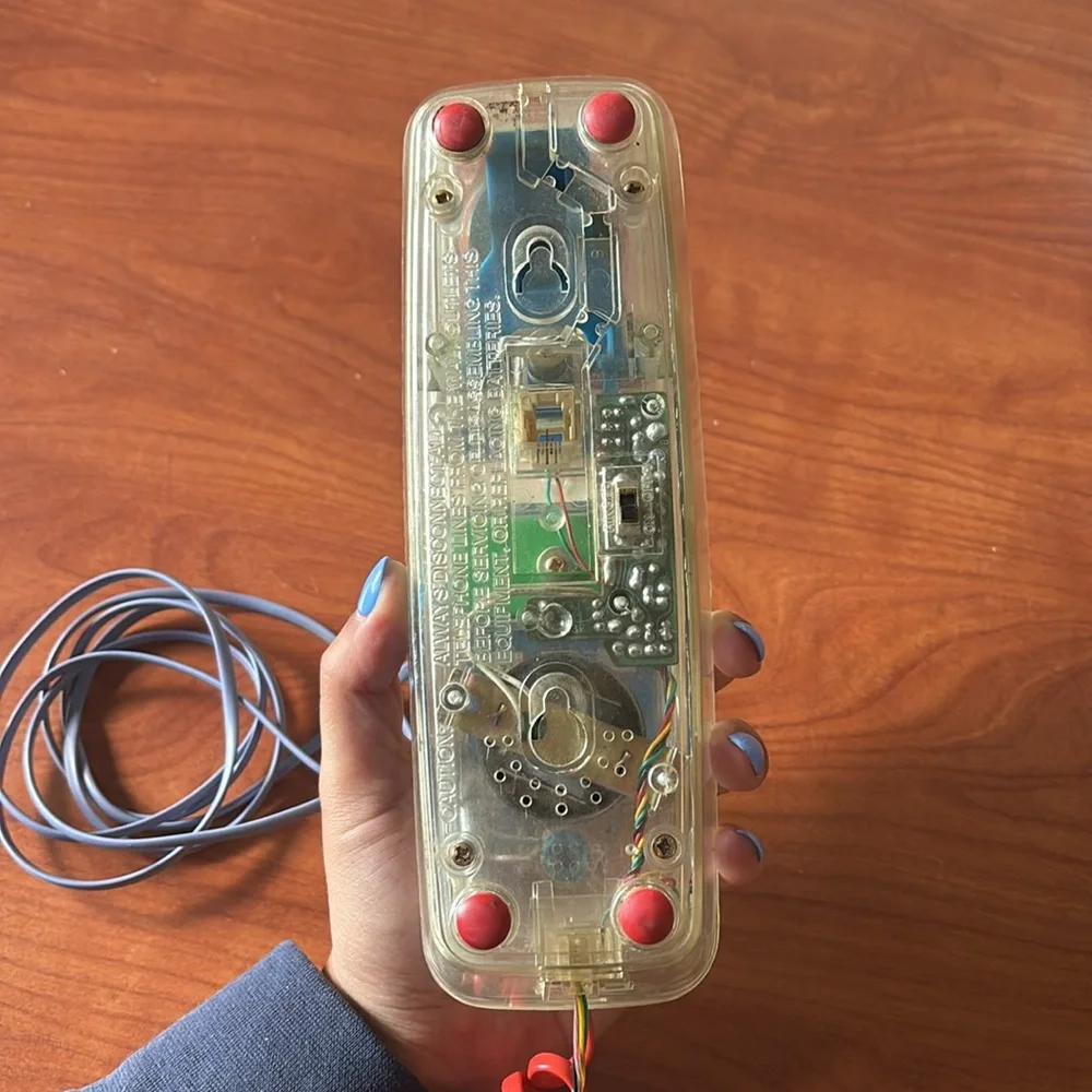 Lonestar 80s Transparent Wired Landline Phone with Red Cord